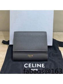 Celine Small Trifold Wallet in Palm-Grained Calfskin Grey 2022 0146