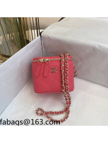 Chanel Grainy Leather Mini Vanity with Classic Chain AP1340 Dark Pink 2021 TOP