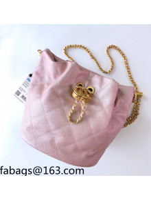 Chanel Iridescent Grained Calfskin Bucket Bag AS2859 Light Pink 2021  