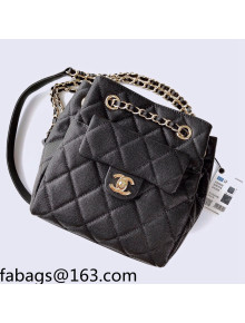 Chanel Duma Grained Calfskin Pocket Bucket Bag AS2808 Black 2021