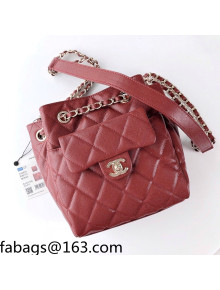 Chanel Duma Grained Calfskin Pocket Bucket Bag AS2808 Red 2021