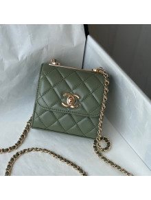 Chanel Lambskin Clutch with Chain and Metallic Band AP2469 Green 2021 