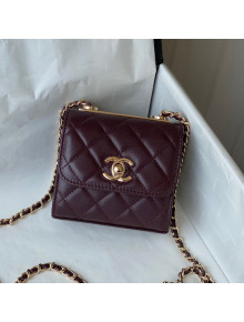 Chanel Lambskin Clutch with Chain and Metallic Band AP2469 Burgundy 2021 