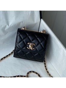 Chanel Lambskin Clutch with Chain and Metallic Band AP2469 Black 2021 