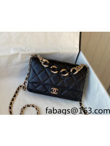 Chanel Lambskin Wallet on Plexi Chain WOC AP2377 Black 2021