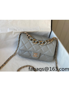 Chanel Lambskin Wallet on Plexi Chain WOC AP2377 Gray 2021