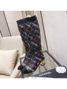 Chanel Embroidered High Boots 5cm G38428 Black 2021