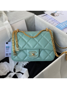Chanel Lambskin & Enamel Mini Flap Bag AS3113 Light Green 2021