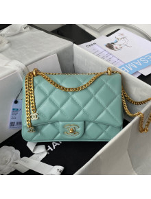 Chanel Lambskin & Enamel Small Flap Bag AS3112 Light Green 2021