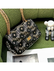 Chanel Velvet & Pearl Mini 2.55 Handbag AS0874 Black 2021