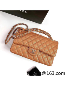 Chanel Iridescent Grained Medium Flap Bag A01112 Brown/Gold 2021 22