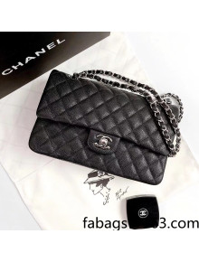 Chanel Iridescent Grained Medium Flap Bag A01112 Black/Silver 2021 25
