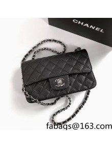 Chanel Iridescent Grained Mini Flap Bag A69900 Black/Silver 2021 29
