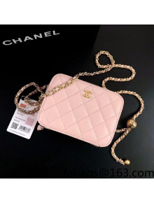 Chanel Lambskin Chain Small Square Camera Bag with Metal Ball AP2463 Pink 2021 