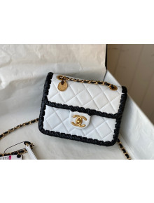 Chanel Calfskin Braided Trim Mini Square Flap Bag AS2495 White 2022