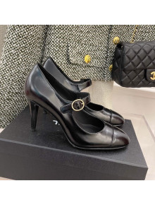 Chanel Shiny Calfskin High Heel Mary Janes Pumps 8.5cm Black 2022