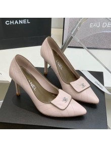 Chanel Vintage Buckle Calfskin High Heel Pump 8cm Pink 2022 14