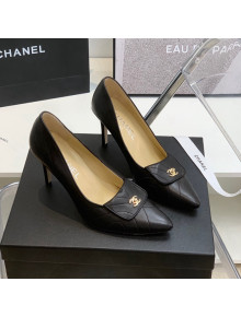 Chanel Vintage Buckle Calfskin High Heel Pumps 8cm Black 2022 16