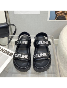 Celine Bulky Fabric Strap Flat Sandals Black 2022 30