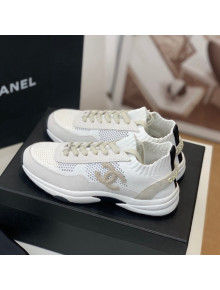 Chanel Knit & Suede Sneakers G38750 White 2022