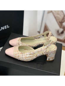 Chanel Tweed Slingback Pumps 6.5cm G31318 Pink/Beige 2022
