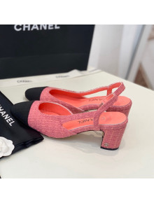 Chanel Knit Slingback Pumps 6.5cm G31318 Pink 2022 22