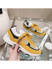 Chanel Knit & Suede Sneakers G38750 Yellow 2022