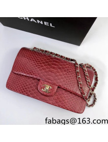Chanel Pythonskin Embossed Leather Medium Calssic Flap Bag A01112 Burgundy 2022 03