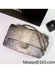 Chanel Pythonskin Embossed Leather Medium Calssic Flap Bag A01112 Gray 2022 06
