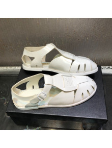 Chanel Shiny Leather Roman Flat Sandals White 2022 06