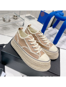 Chanel Canvas Platform Sneakers 5cm Beige 2022 030462