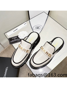 Chanel Shiny Calfskin Mules G37430 White 2022 