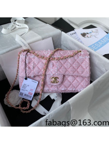 Chanel Tweed Medium Flap Bag A01112 Light Pink/White 2022