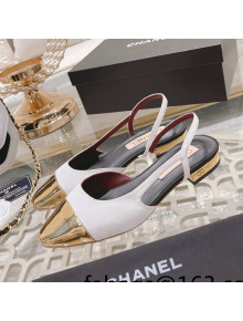 Chanel Grosgrain Slingback Shoe 2.5cm G31319 White 2022