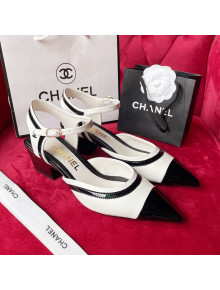Chanel Lambskin & Patent Calfskin Open Shoe/Pumps 6cm G38846 White/Black 2022