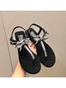 Chanel Grosgrain Flat Thong Sandals G38853 Black 2022