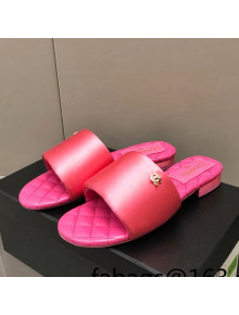 Chanel Satin Flat Slide Sandals G38858 Pink 2022