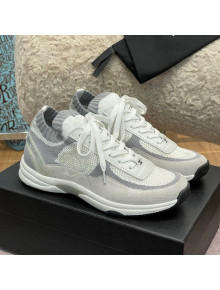 Chanel Knit and Suede Sneakers G38750 White 2022 032517
