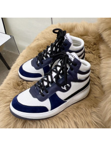 Chanel Fabric, Suede & Calfskin High top Sneakers G38804 White/Navy Blue 2022