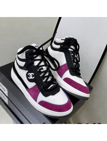 Chanel Fabric, Suede & Calfskin High top Sneakers G38804 White/Dark Pink 2022