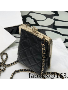 Chanel Lambskin & Plexi Clutch with Chain AP2496 Black 2022 