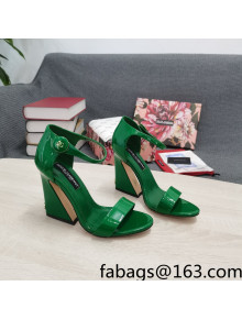 Dolce & Gabbana DG Patent Leather High Heel Sandals 10.5cm Green 2022
