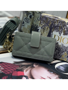 Dior Lady 5-Gusset Card Holder Wallet in Grey Patent Cannage Calfskin 2021