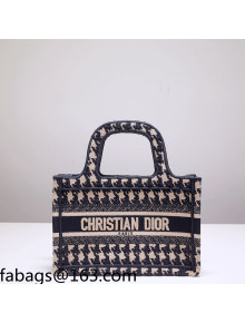Dior Mini Book Tote Bag in Black Houndstooth Embroidery 2021 120206