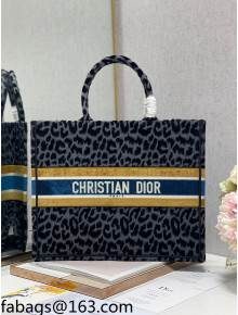 Dior Large Book Tote Bag in Grey Multicolor Mizza Embroidered Velvet 2021
