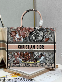 Dior Large Book Tote Bag in Nude Toile de Jouy Embroidery 2021 120161