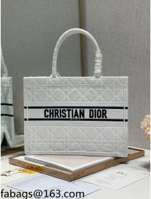 Dior Medium/Large Book Tote Bag in White Cannage Velvet 2021 120210