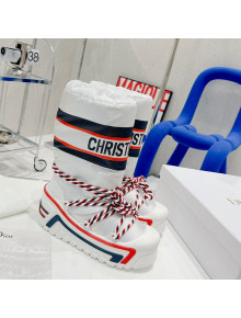 Dior Dioralps Snow Short Boots in White Oblique Shiny Nylon 2021 46