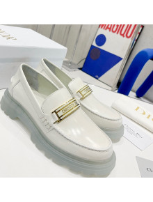 Dior Code Loafers in White Brushed Calfskin 2021 30