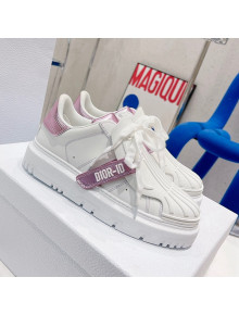Dior DIOR-ID Sneakers in White and Metallic Pink Calfskin 2021 33